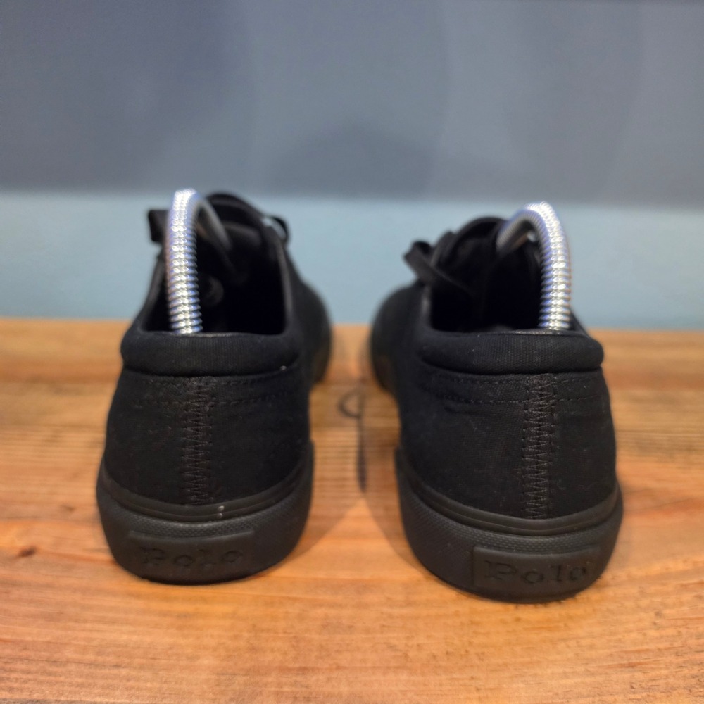Polo Ralph Lauren Men Falcon X Sneakers Black Canvas Low Top Lace Up Shoes 8 - Picture 4 of 12